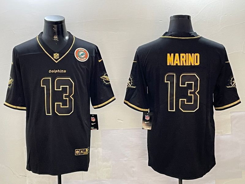 Men Miami Dolphins #13 Marino Black Gold Throwback 2024 Nike Limited NFL Jersey style 2->philadelphia eagles->NFL Jersey